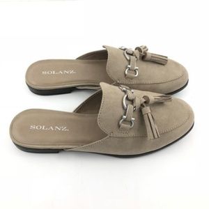 Solanz Womens Tan Backless Slip On Loafers 8.5